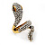 Clear Crystal 'Snake' Ring In Antique Gold Finish - 4.5cm Length - view 6