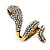 Clear Crystal 'Snake' Ring In Antique Gold Finish - 4.5cm Length - view 8