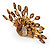 Stunning Citrine/ Amber Coloured Swarovski Crystal 'Peacock' Flex Ring In Gold Metal - 7.5cm Length (Size 7/8) - view 5