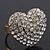 Delicate Clear Crystal 'Heart' Ring In Burn Gold Metal - Adjustable (Size 7/8)