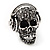 Black Crystal 'Skull Wearing Headphones' Ring In Burnt Silver Metal - Adjustable - 3cm Length - view 9