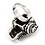 Black Crystal 'Skull Wearing Headphones' Ring In Burnt Silver Metal - Adjustable - 3cm Length - view 5