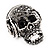 Black Crystal 'Skull Wearing Headphones' Ring In Burnt Silver Metal - Adjustable - 3cm Length - view 11