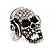 Clear Crystal 'Skull Wearing Headphones' Ring In Burnt Silver Metal - Adjustable - 3cm Length - view 11