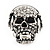 Clear Crystal 'Skull Wearing Headphones' Ring In Burnt Silver Metal - Adjustable - 3cm Length - view 13