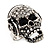 Clear Crystal 'Skull Wearing Headphones' Ring In Burnt Silver Metal - Adjustable - 3cm Length - view 14