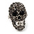 Dazzling Black Crystal Skull Ring In Rhodium Plating - Adjustable - 3cm Length - view 4