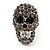 Dazzling Black Crystal Skull Ring In Rhodium Plating - Adjustable - 3cm Length - view 5