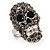 Dazzling Black Crystal Skull Ring In Rhodium Plating - Adjustable - 3cm Length - view 3