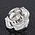 Large Clear Crystal 'Rose' Cocktail Ring In Rhodium Plating - Adjustable (Size 7/9) - 3.5cm Diameter - view 6