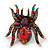 Oversized Multicoloured Swarovski Crystal Spider Stretch Cocktail Ring In Antique Gold Plating - view 6