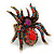 Oversized Multicoloured Swarovski Crystal Spider Stretch Cocktail Ring In Antique Gold Plating - view 4