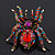 Oversized Multicoloured Swarovski Crystal Spider Stretch Cocktail Ring In Antique Gold Plating - view 2