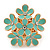 Gold Plated 'Damsel Daisies' Crystal Set Enamelled Stretch Ring (Pastel Green) -  Adjustable size 7/8 - view 2