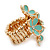 Gold Plated 'Damsel Daisies' Crystal Set Enamelled Stretch Ring (Pastel Green) -  Adjustable size 7/8 - view 5