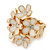 Gold Plated 'Damsel Daisies' Crystal Set Enamelled Stretch Ring (Light Cream) -  Adjustable size 7/8 - view 5
