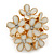 Gold Plated 'Damsel Daisies' Crystal Set Enamelled Stretch Ring (Light Cream) -  Adjustable size 7/8 - view 6