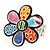 Multicoloured Enamel 'Flower Power' Stretch Ring In Rhodium Plated Metal - view 4
