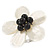 Mother of Pearl/ Black Bead 'Flower' Shell Ring In Silver Plating - Adjustable (Size 8/9) - 4.5cm Diameter - view 8
