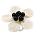 Mother of Pearl/ Black Bead 'Flower' Shell Ring In Silver Plating - Adjustable (Size 8/9) - 4.5cm Diameter - view 9