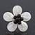 Mother of Pearl/ Black Bead 'Flower' Shell Ring In Silver Plating - Adjustable (Size 8/9) - 4.5cm Diameter - view 2