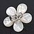 Mother of Pearl/ Black Bead 'Flower' Shell Ring In Silver Plating - Adjustable (Size 8/9) - 4.5cm Diameter - view 3