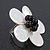 Mother of Pearl/ Black Bead 'Flower' Shell Ring In Silver Plating - Adjustable (Size 8/9) - 4.5cm Diameter - view 6