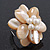Light Light Cream Mother of Pearl/Freshwater Bead 'Flower' Ring In Silver Plating - Adjustable (Size 8/9) - 3.5cm Diameter - view 2