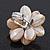 Light Light Cream Mother of Pearl/Freshwater Bead 'Flower' Ring In Silver Plating - Adjustable (Size 8/9) - 3.5cm Diameter - view 4