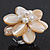 Light Light Cream Mother of Pearl/Freshwater Bead 'Flower' Ring In Silver Plating - Adjustable (Size 8/9) - 3.5cm Diameter - view 3