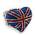 Patriotic Swarovski Crystal Union Jack 'Heart' Stretch Ring In Rhodium Plating - Adjustable - view 2