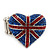 Patriotic Swarovski Crystal Union Jack 'Heart' Stretch Ring In Rhodium Plating - Adjustable - view 5