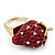 'Berry Irresistible' Crystal and Resin Strawberry Ring In Gold Plating - Size 8 - view 6