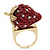 'Berry Irresistible' Crystal and Resin Strawberry Ring In Gold Plating - Size 8 - view 7