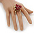 'Berry Irresistible' Crystal and Resin Strawberry Ring In Gold Plating - Size 8 - view 3