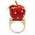 'Berry Irresistible' Crystal and Resin Apple Ring In Gold Plating - Size 8 - view 2