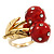 'Berry Irresistible' Crystal and Resin Cherry Ring In Gold Plating - Size 8 - view 7