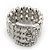 Wide Silver Plated Swarovski Crystal 'Belt' Flex Ring - Adjustable - view 9