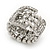 Wide Silver Plated Swarovski Crystal 'Belt' Flex Ring - Adjustable - view 11