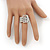 Wide Silver Plated Swarovski Crystal 'Belt' Flex Ring - Adjustable - view 3