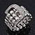 Wide Silver Plated Swarovski Crystal 'Belt' Flex Ring - Adjustable - view 4