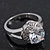 Rhodium Plated Split Shank Round Cut CZ Crystal 'Meret' Solitaire Ring - 8mm length - view 6
