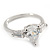 Rhodium Plated Pear Cut CZ Crystal 'Nephthys' Solitaire Ring - 10mm length - view 9