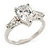 Rhodium Plated Pear Cut CZ Crystal 'Nephthys' Solitaire Ring - 10mm length - view 3
