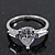 Rhodium Plated Pear Cut CZ Crystal 'Nephthys' Solitaire Ring - 10mm length - view 6