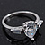 Rhodium Plated Pear Cut CZ Crystal 'Nephthys' Solitaire Ring - 10mm length - view 2