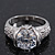 Rhodium Plated Semi-Bezel Set CZ Crystal 'Imentet' Solitaire Ring - Round cut stone 8mm length - view 3