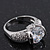 Rhodium Plated Semi-Bezel Set CZ Crystal 'Imentet' Solitaire Ring - Round cut stone 8mm length - view 5