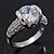 Rhodium Plated Semi-Bezel Set CZ Crystal 'Imentet' Solitaire Ring - Round cut stone 8mm length