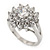 Rhodium Plated Floral CZ Crystal 'Maat' Solitaire Ring - 15mm Diameter - view 3